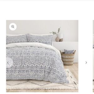 Modern Rustic Reversible Duvet Cover Set – Blue/White (3-Piece)